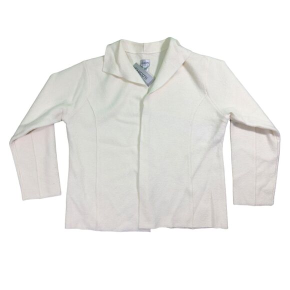 Chico's Chateau Coat Women's XL Ivory Long Sleeve 100% Boiled Wool Formal Wear - Picture 1 of 7